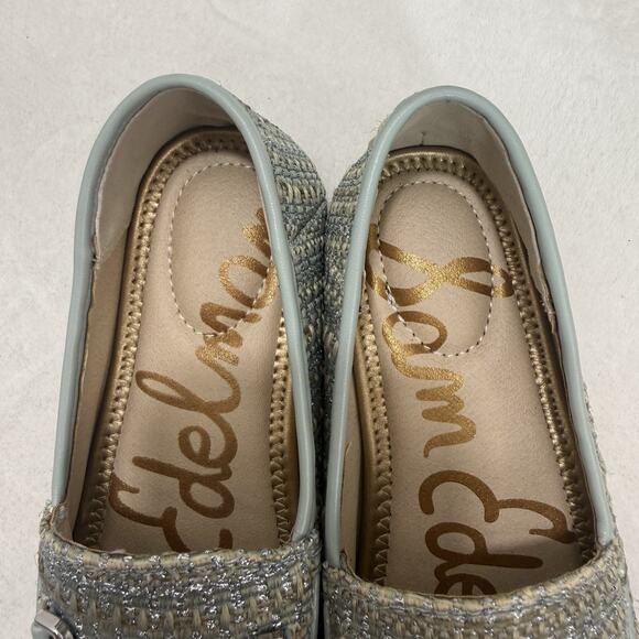 Sam Edelman Loraine Bit Blue Faux Tweed Comfort Loafers Shoe Size 1 Girl - Picture 5 of 12